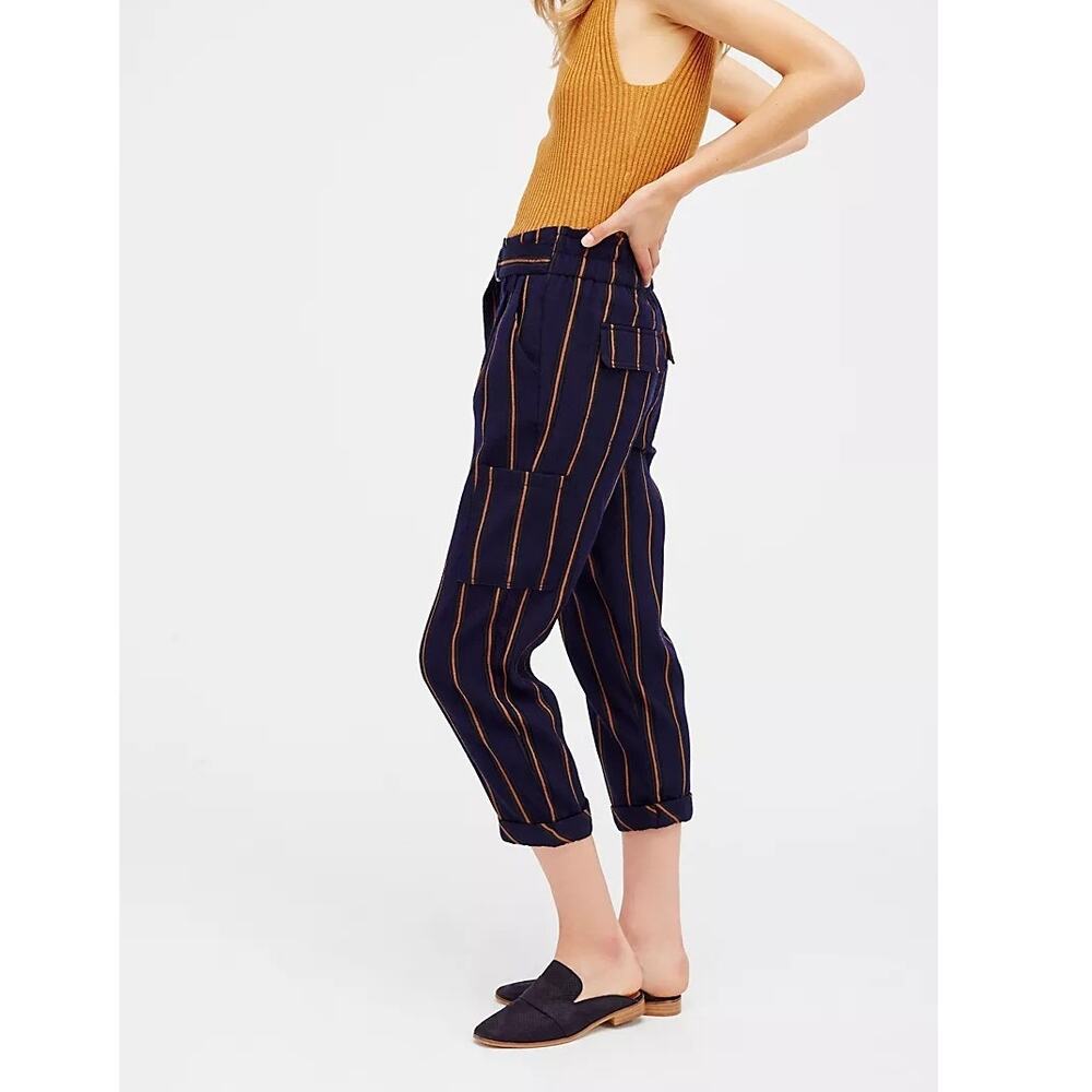 Free People Navy Brody Cropped Pant - Wool Blend